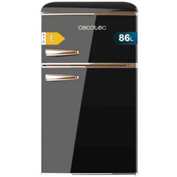 Cecotec Bolero CoolMarket 2D Origin 86 Black E - Frigorífico Mini E Negro, Retro, 2 puertas, 86L, 89.3cm de alto, 48.7cm de ancho, Clase
