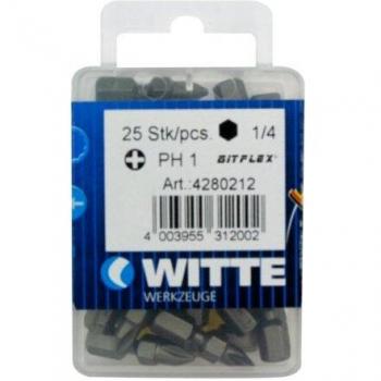 Witte 428021 - Puntas en cajita de plástico, largo 25 mm, tipo: PH 1 BITFLEX
