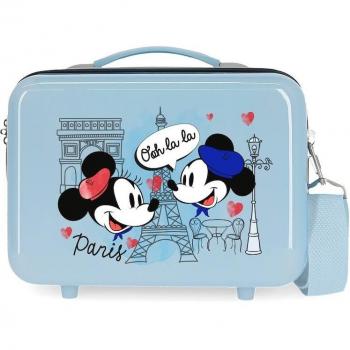 Disney Mickey & Minnie Paris Let's Travel - Neceser Infantil de Viaje, Material ABS, Capacidad 9L, Color Azul