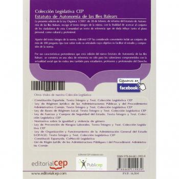 Estatuto de Autonomía de las Illes Balears. Texto Íntegro y Test. Colección Legislativa CEP