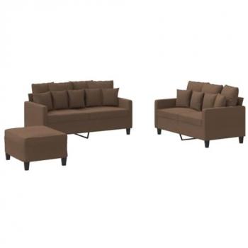 Juego de Sofás 3 Piezas con Cojines, Sillones de TV, Tela Marrón