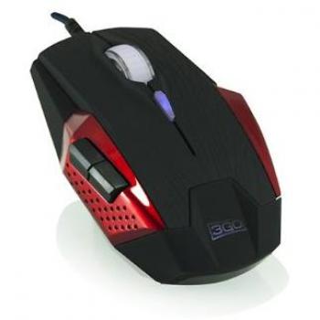 3GO Apocalipsis - Ratón Gaming Óptico USB, 3000 dpi, 6 Botones Programables, con Pesas Incluidas, Color Negro/Rojo
