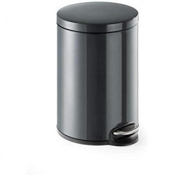 Cubos de Basura con Pedal Durable, 20 Litros, Metal, Color Antracita, Cierre Suave