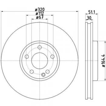 HELLA 8DD 355 119-701 Disco de freno - 55580PRO - revestido