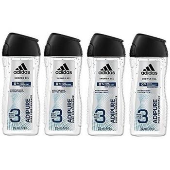 Adidas 3-in-1 Adipure Shower Gel - 250 ml, Gentle Cleansing of Body, Hair & Face, pH Skin-Friendly, Pack of 4 (4 x 250 ml)