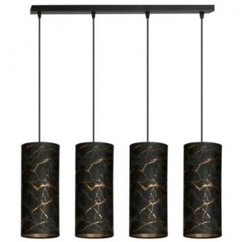 Lámpara de Suspensión Karli, Acero con Recubrimiento de Polvo, Tejido Negro, 65x100x6 cm