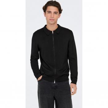 Only & Sons - Cardigan de punto con cremallera para hombre, tejido suave, diseño moderno, cierre frontal con cremallera, bolsillos laterales, ajuste regular
