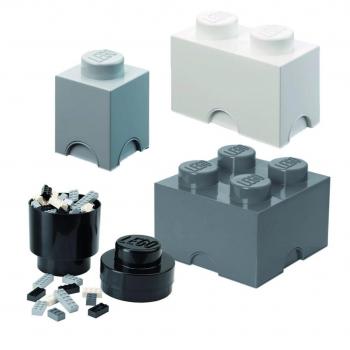 LEGO Storage Brick Multi Pack (4 PCS) BLACK-WHITE-GRAY