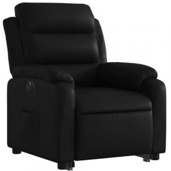 Sillón Reclinable y Elevable Eléctrico de Cuero Sintético Negro