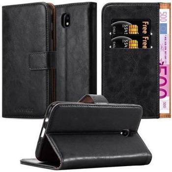 Funda Libro de Lujo para Samsung Galaxy J7 2017 en Negro Grafito - Cubierta Protectora con Cierre Magnético, Tarjetero y Función Soporte