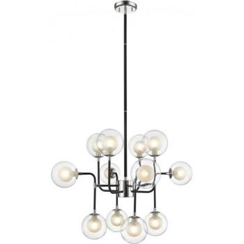 Lámpara colgante Remy Chrome de 12 bombillas, 112 cm, con acabado en cromo negro