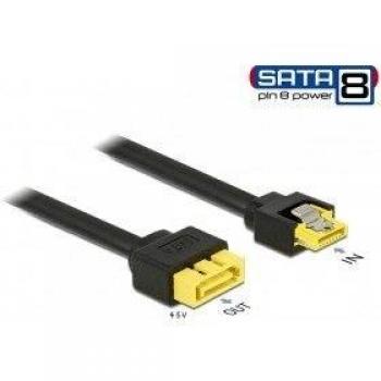 Cable SATA 6 Gb/s hembra a macho de 8 pines con latch, 30 cm, color negro y amarillo