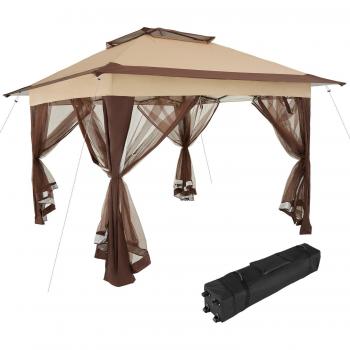 Carpa plegable Tectake Carabobo 3,64 x 3,64 x 2,94 m | Sólida estructura de acero con revestimiento en polvo | Techo doble repelente al agua con protección UVA | Cen
