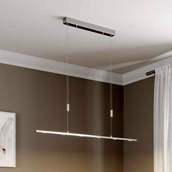 Lámpara colgante de comedor LED Arnik, dimmable, 120 cm, diseño moderno en gris, fabricada en metal, adecuada para salón y comedor con 6 llamas