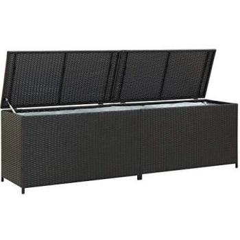 vidaXL Garden Storage Box Poly Rattan 200x50x60 cm Black