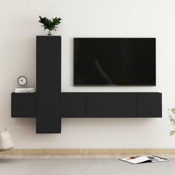 Juego de muebles para TV de 5 piezas en madera negra multicapa
