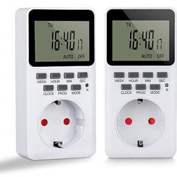 Komake Temporizador Digital Programable, Enchufe con 20 Programas Semanales Configurables, Pantalla LCD HD