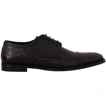 Dolce & Gabbana Black Exotic Leather Lace Up Formal Derby Shoes - EU44/US11
