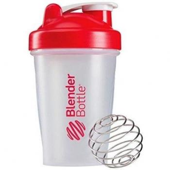 BlenderBottle Classic - Botella de agua y mezcladora, color rojo-transparent, 590 ml