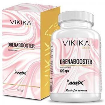 AMIX - Complemento Alimenticio - Vikika Gold Drenabooster - 120 Comprimidos - Elimina la Retención de Líquidos - Ingredientes Naturales - Beneficioso para tu Piel - Propiedades Diuréticas