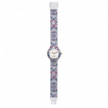 Reloj HIP HOP MANDALA DE MUJER con dial BLANCO, movimiento de 3 CUARZO, correa de SILICONA BLANCO, modelo HWU1039