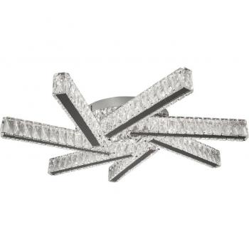 Plafón Clover de vidrio y metal en cromo, claro, con 7 bombillas de 9 cm