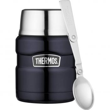 Thermos Stainless King Food Container, 0.47L, Midnight Blue, Keeps Food Hot for 9 Hours & Cold for 14 Hours with Spoon