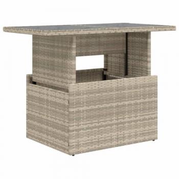 vidaXL Garden Table with Glass Top Light Grey 100x55x73 cm Poly Rattan