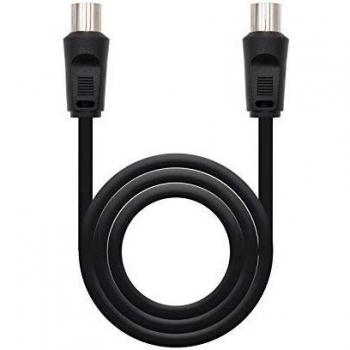 Nanocable 10.26.0202 - Cable Antena de TV de 75 Ohm, Macho-Hembra, Negro, 1.8 metros