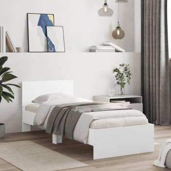 Cama paseante redondo con cabecero en madera multicapa blanca 90x200 cm