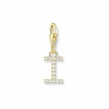 Colgante Charm Mujer Letra I con Piedras Blancas y Chapado en Oro Thomas Sabo 1972-414-14
