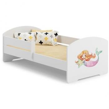 Cama Infantil 140x70 con Colchón y Barandilla de Seguridad - Sirena Kobi Luk