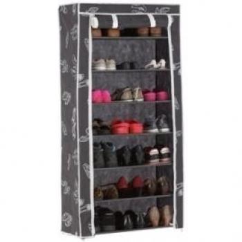 Kit Closet 4090042007 - zapatero de tela 5 baldas decorados, negro, 125 x 61 x 30