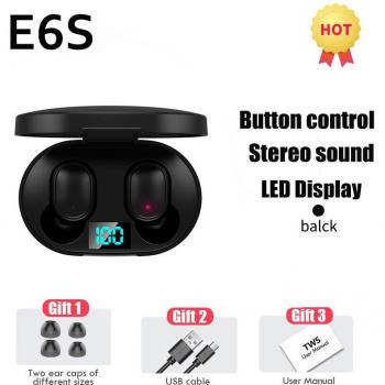 Auriculares TWS E6S A6Lite Inalámbricos Bluetooth con Cancelación de Ruido, Mini Auriculares Deportivos para Smartphone Xiaomi Redmi