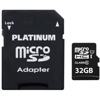 Memoria Flash Platinum MicroSDHC 32GB Clase 10 con Adaptador SD