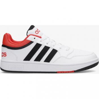 adidas Hoops 3.0 Kids Sneakers - White/Black/Red, Size 37.5