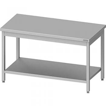 Mesa Central de Acero Inoxidable con Estante 2000x700x850 mm - Romux® | Mesa de Trabajo Profesional, Fabricada en Acero de 1 mm de Grosor para Gran Robustez y Resistencia