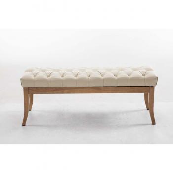 Banco Recibidor Ramses de Madera Clara con Asiento en Simil Cuero Crema 120 cm