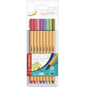 STABILO Point 88 Fineliner Pens - Assorted Colors, 0.4mm, Pack of 8