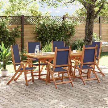 Set de almuerzo de jardín 7 piezas de madera maciza de acacia y textilene