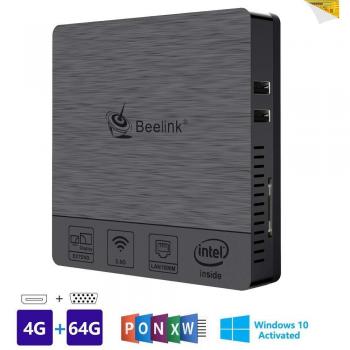 Beelink BT3 Pro II Mini PC Ordenador de sobremesa Soporte Windows 10 Home Sistema, 4GB RAM, 64GB eMMC ROM, Intel Atom x5-Z8350 Procesador, Dual-Band WiFi, Gigabit Ethernet, Salida HDMI/USB/SD/VGA