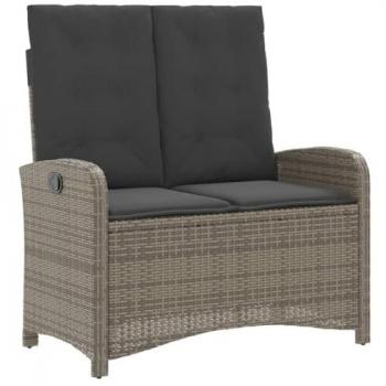 Sillón Reclinable de Jardín con Cojines de Ratán Sintético Gris