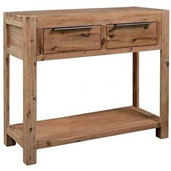 Solid Acacia Wood Console Table with 2 Drawers and 1 Shelf