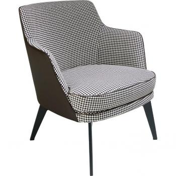 Sillón tapizado tela pata de gallo ANGEL CERDÁ 5011C, Chocolate | Negro, Tela | Polipiel, 75 x 75 x 82 cm