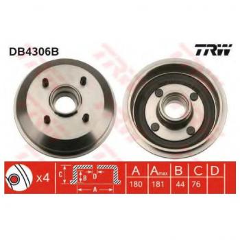 Tambor de Freno TRW DB4306B con Rodamiento Integrado