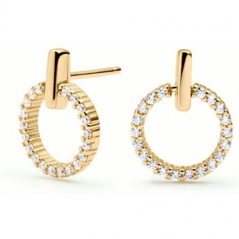 Pendientes Daniela by Earcandy Jewelry - Elegantes pendientes redondos de plata bañados en oro amarillo 18k