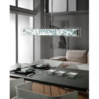Lámpara colgante Euphoria 2 bombillas T5, cromo pulido, cristal opal blanco, no led, compatible con CFL