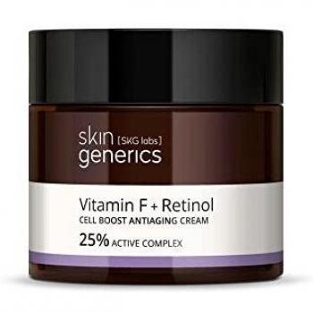 Skin Generics | Crema Facial Regeneradora 50 ml | con Vitamina F 25% Complejo Activo y Ácido Hialurónico | Crema Facial Mujer | Luminosidad, Elasticidad y Elimina Radicales Libres | 100% Vegano
