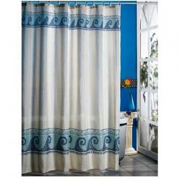 MSV Cortina de Baño, Poliéster y Plástico, Olas Azules, 40x50x3 cm