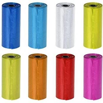Juego de 8 rollos de bolsas biodegradables para excrementos de perros, 160 unidades